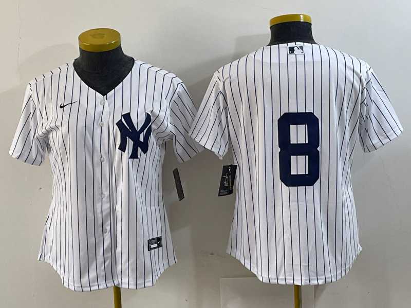 Women%27s New York Yankees #8 Yogi Berra White No Name Stitched Nike Cool Base Throwback Jersey->mlb womens jerseys->MLB Jersey